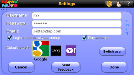 NameNuts Settings